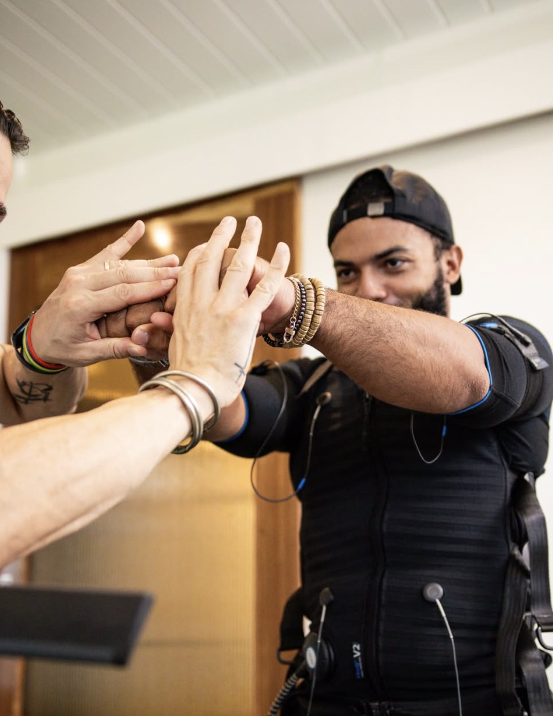 Iron Bodyfit Mauritius client moment after EMS training